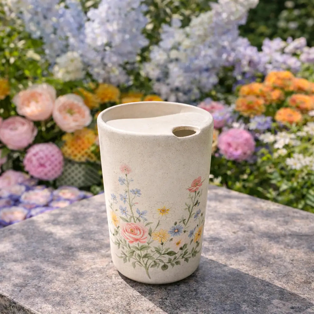 Handmade Floral Ceramic Mug – Vintage Garden Coffee Cup, Aesthetic Handmade Tea Mug