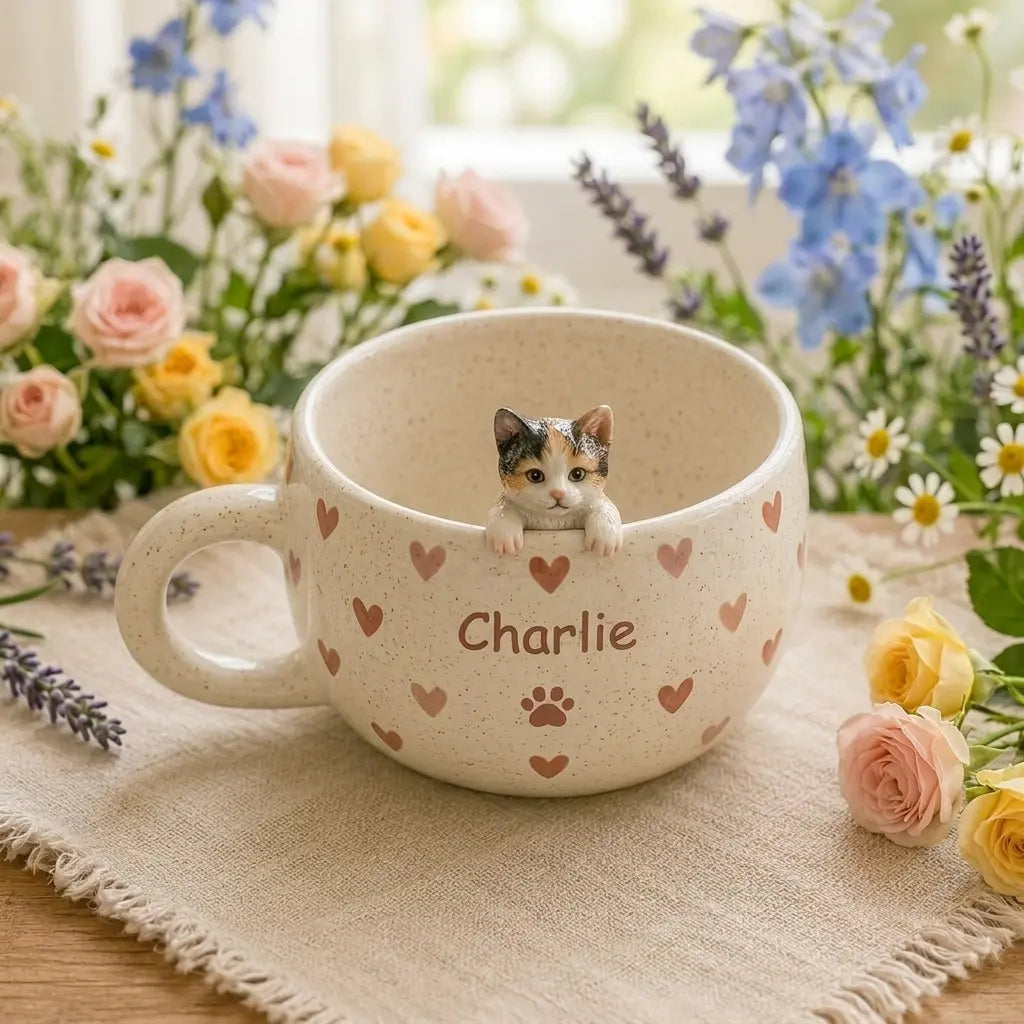 Custom Pet Peekaboo Mug – Personalized Ceramic Cat & Dog Mug 🐾☕
