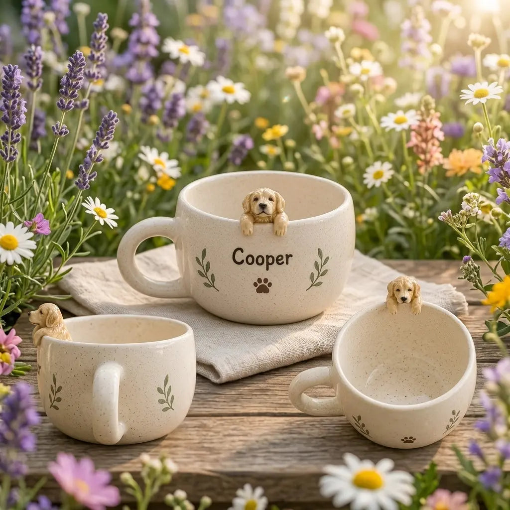 Personalized Ceramic Pet Mug, Peekaboo Dog Cat Design, Custom Name Coffee Cup Siporia