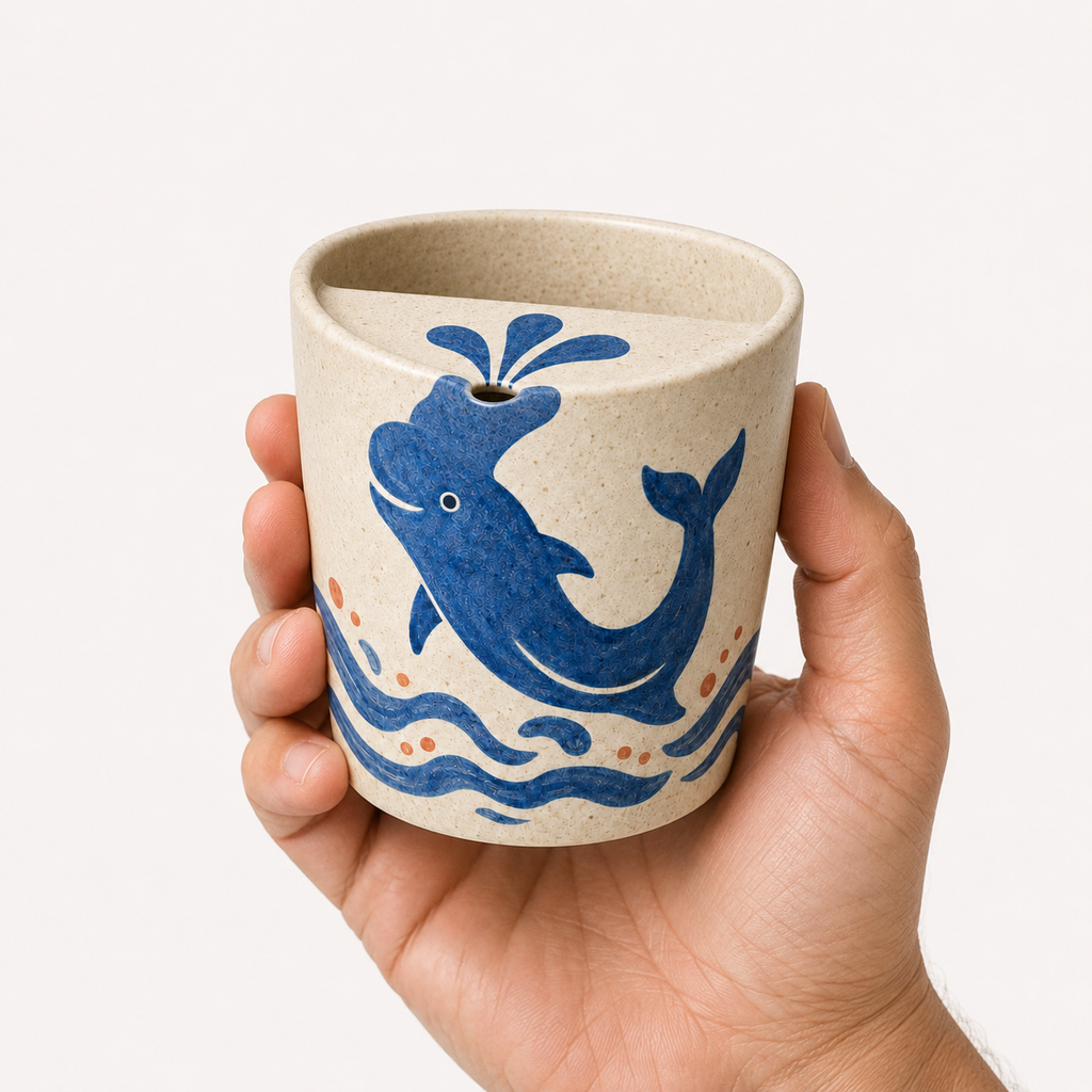 Dolphin Splash Handmade Ceramic Travel Mug