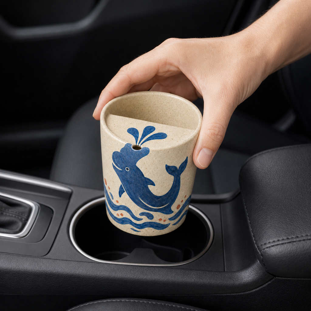 Dolphin Splash Handmade Ceramic Travel Mug
