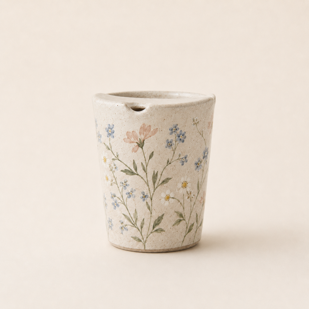 Hand-Painted Wildflower Ceramic Travel Mug, Handmade Pottery Tumbler with Sip Lid, Floral Coffee Cup, Gift for Her