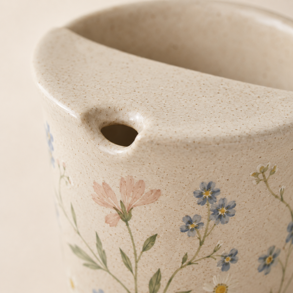 Hand-Painted Wildflower Ceramic Travel Mug, Handmade Pottery Tumbler with Sip Lid, Floral Coffee Cup, Gift for Her