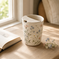 Hand-Painted Wildflower Ceramic Travel Mug, Handmade Pottery Tumbler with Sip Lid, Floral Coffee Cup, Gift for Her