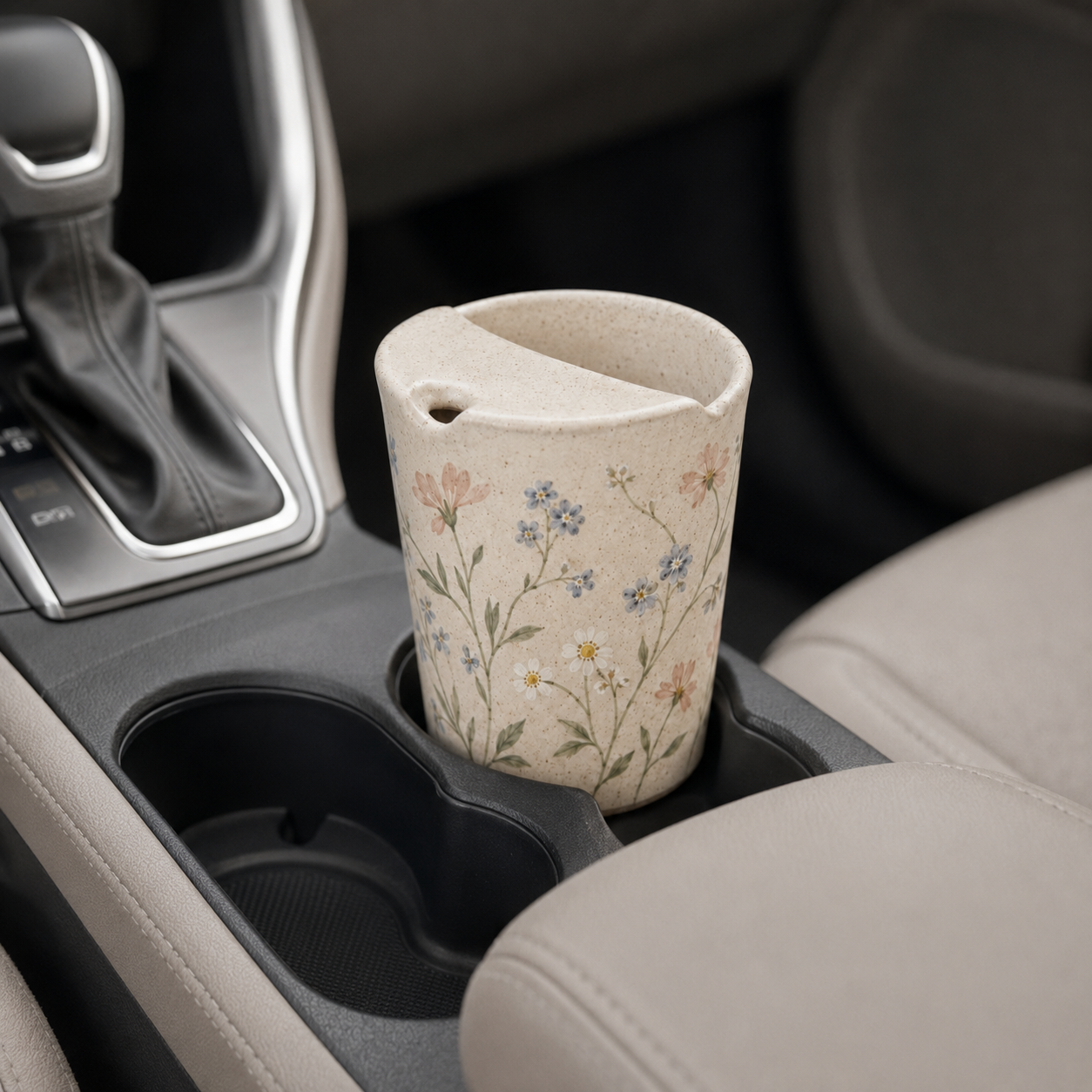 Hand-Painted Wildflower Ceramic Travel Mug, Handmade Pottery Tumbler with Sip Lid, Floral Coffee Cup, Gift for Her