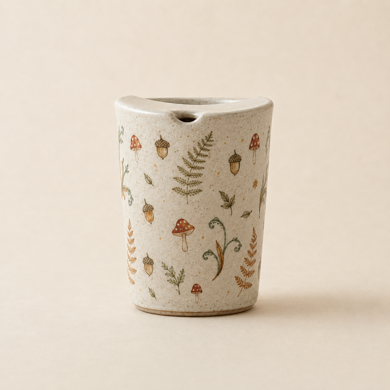 Hand-Painted Mushroom Ceramic Travel Mug, Handmade Woodland Pottery Tumbler with Sip Lid, Cottagecore Coffee Cup