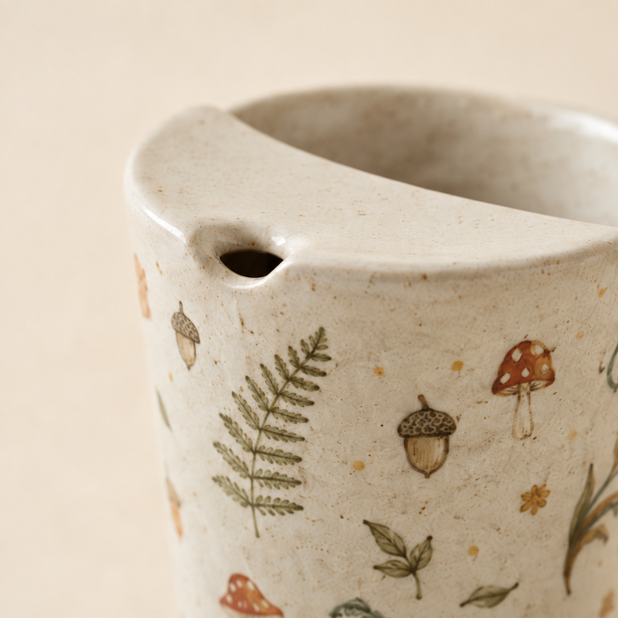Hand-Painted Mushroom Ceramic Travel Mug, Handmade Woodland Pottery Tumbler with Sip Lid, Cottagecore Coffee Cup