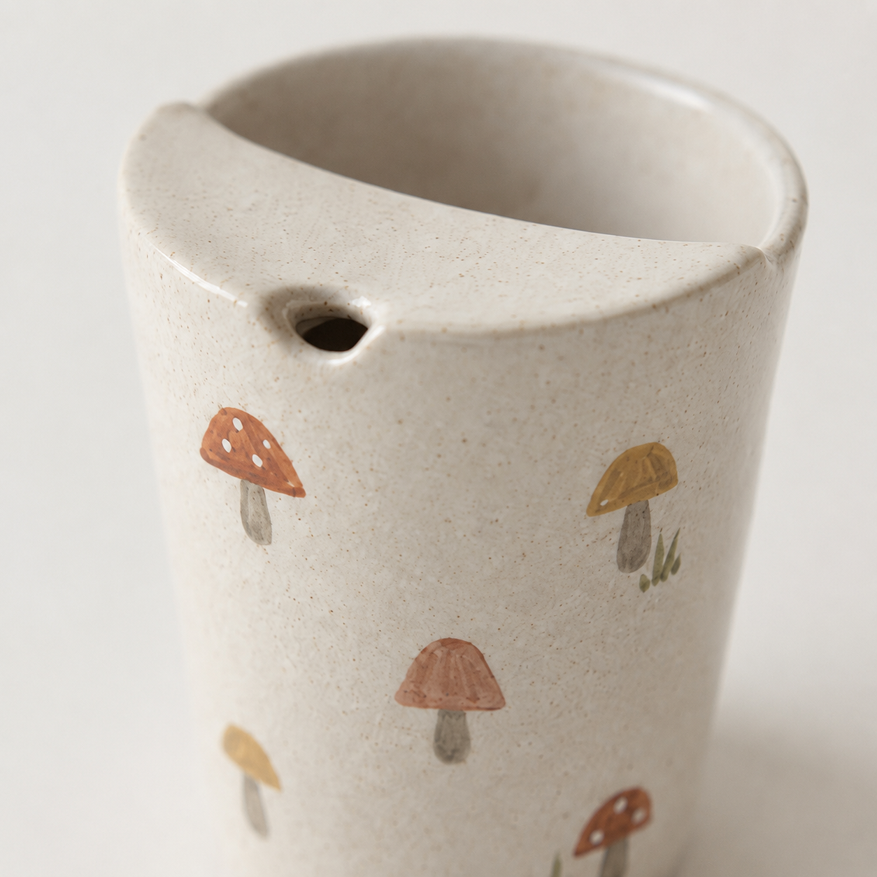 Hand Painted Mushroom Ceramic Travel Mug, Woodland Pottery Tumbler with Sip Opening, Cottagecore Coffee Cup