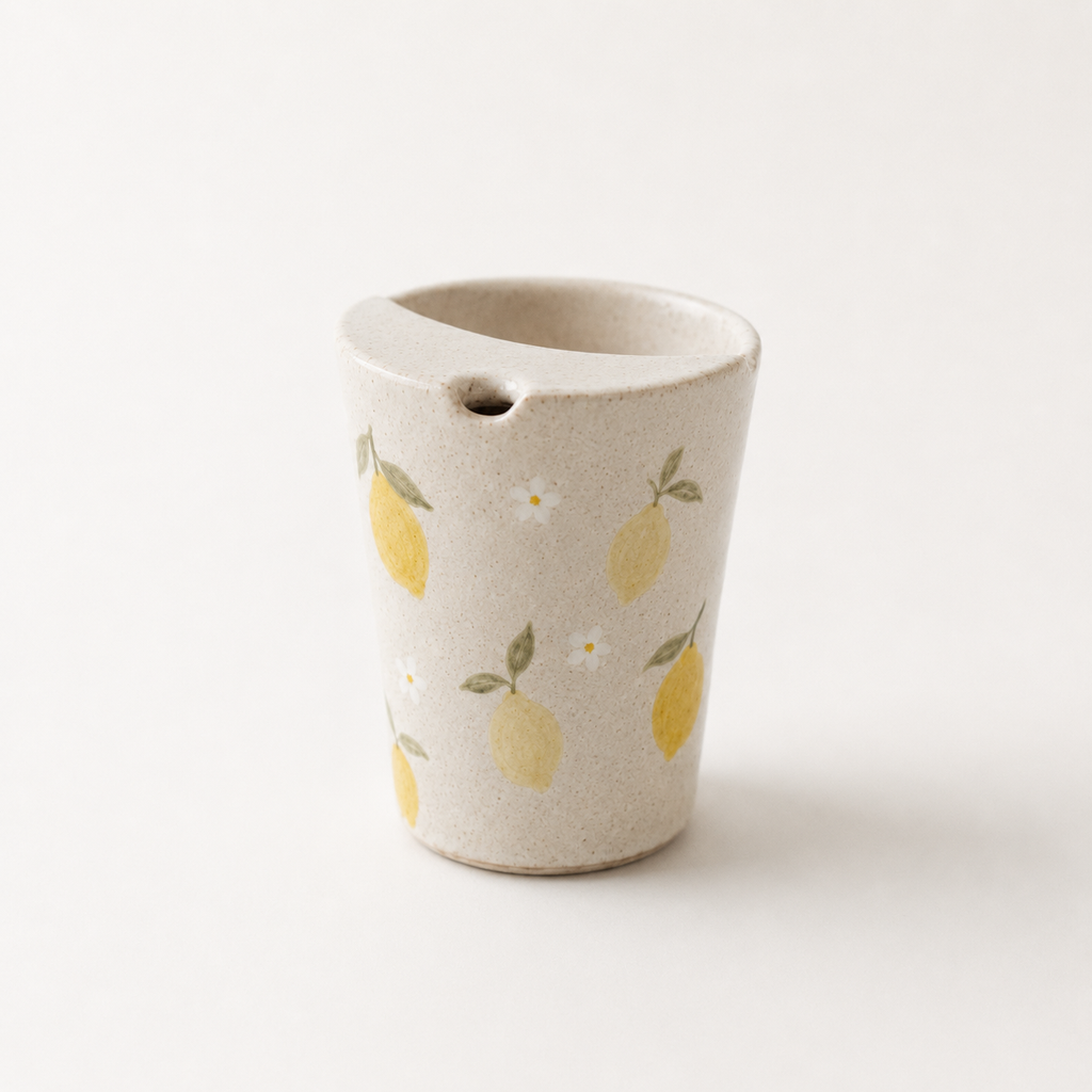 Hand-Painted Lemon Ceramic Travel Mug