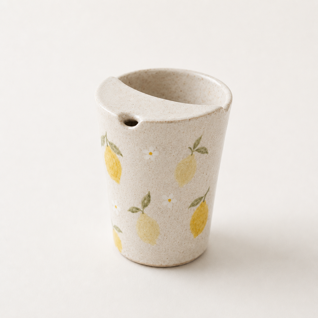 Hand-Painted Lemon Ceramic Travel Mug
