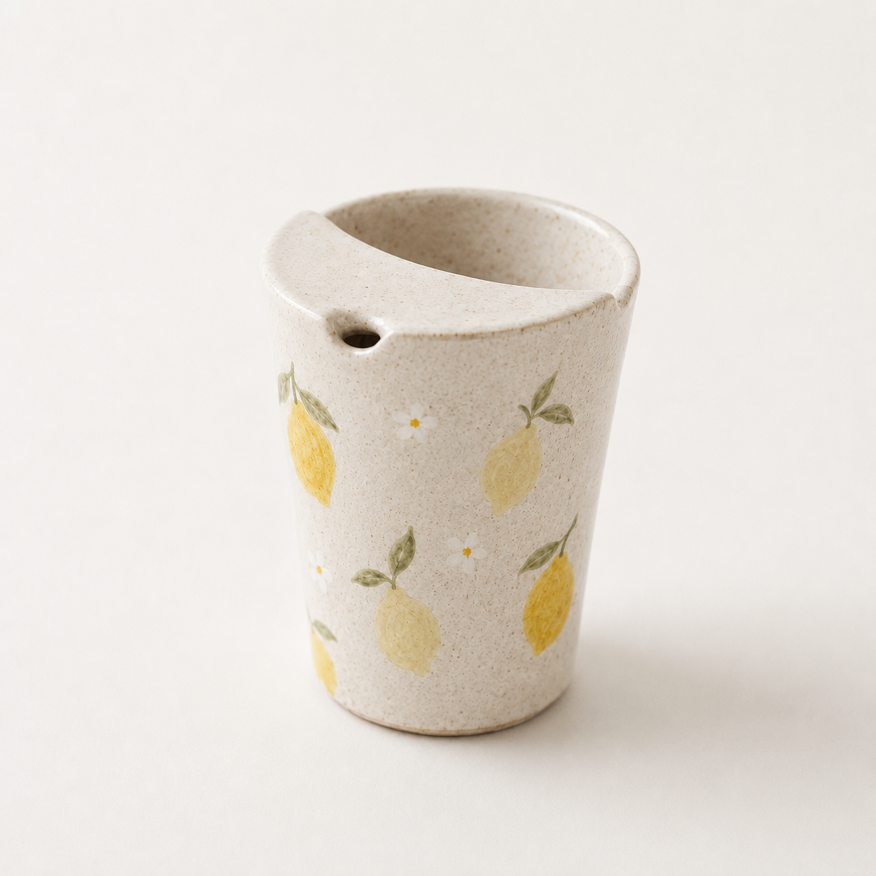Hand-Painted Lemon Ceramic Travel Mug