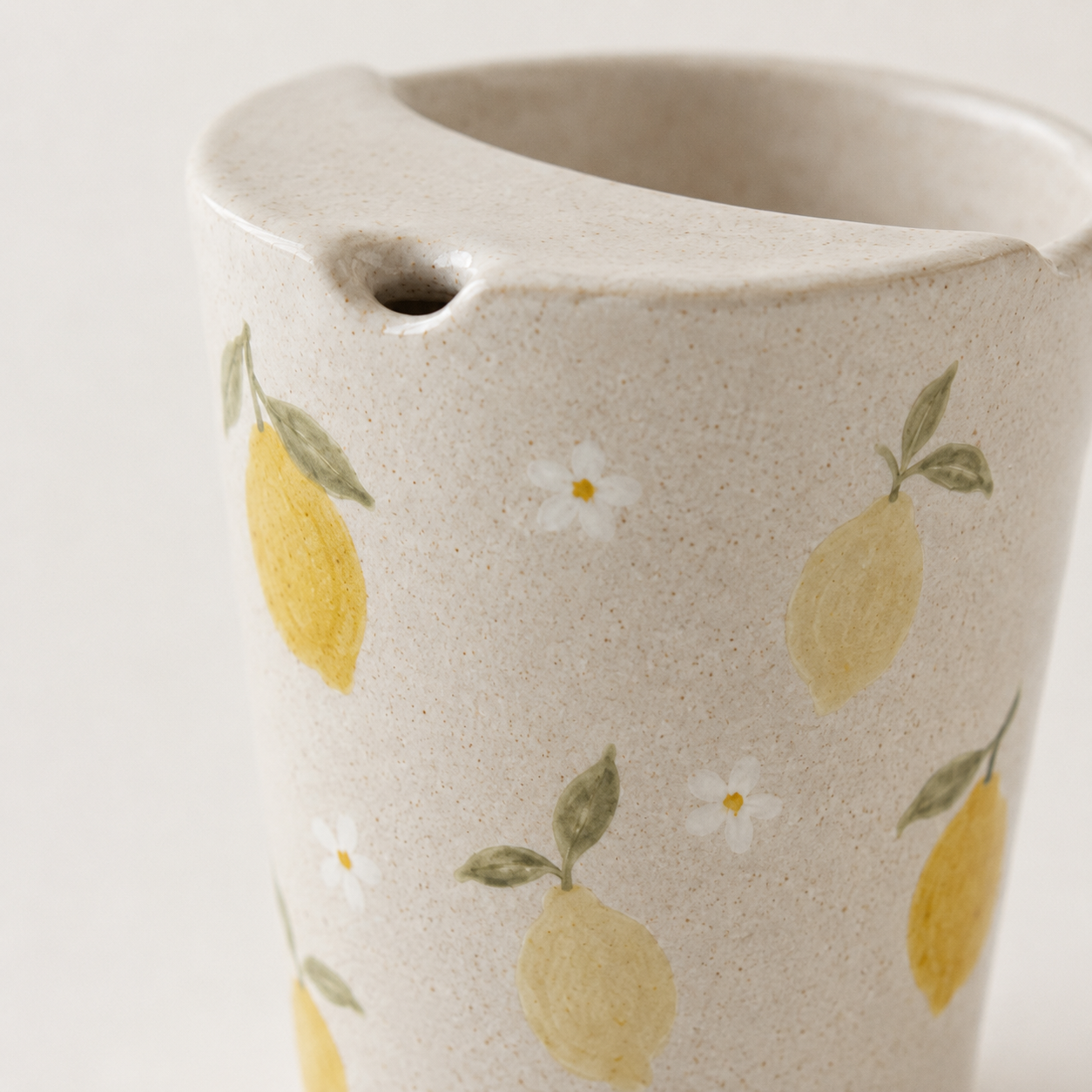 Hand-Painted Lemon Ceramic Travel Mug