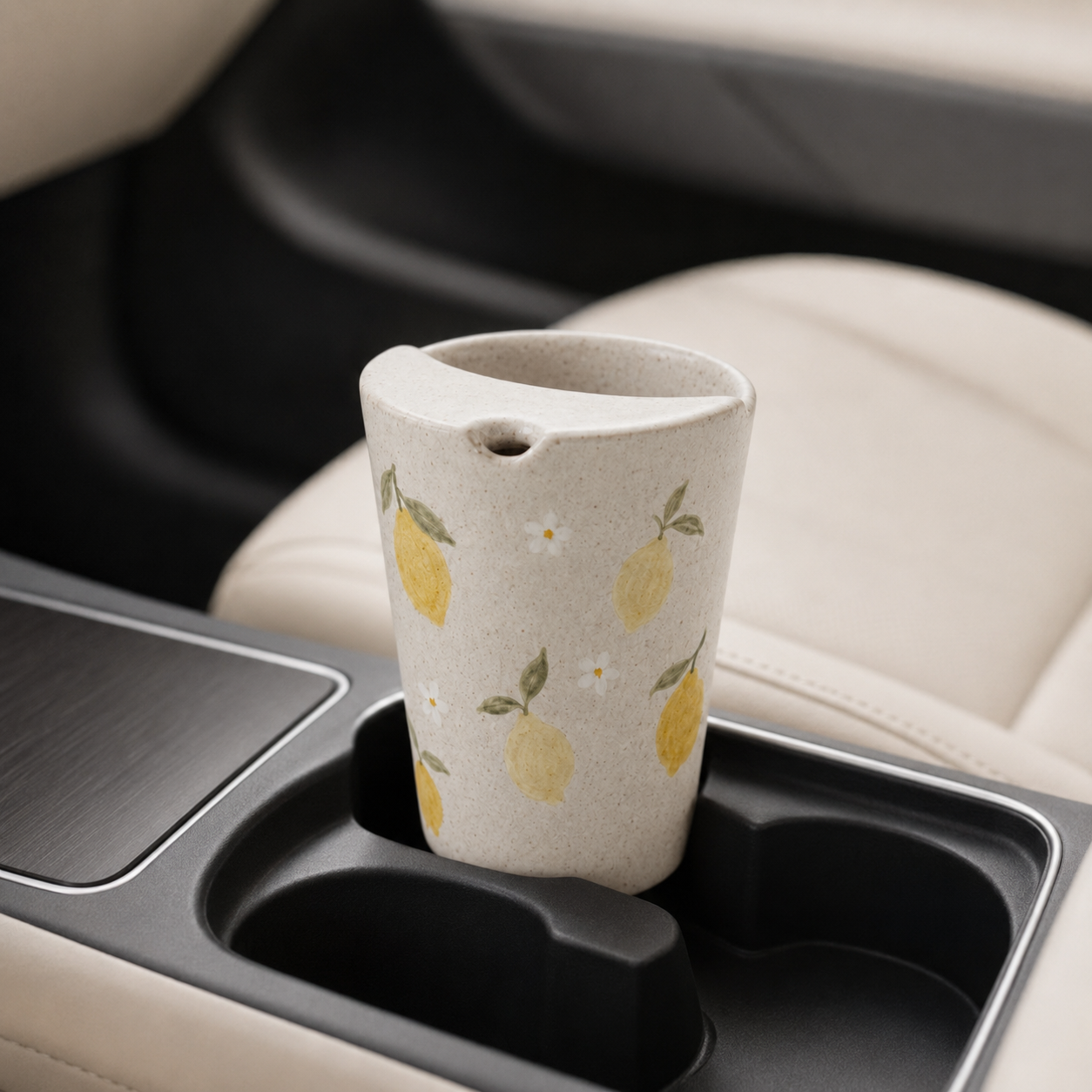 Hand-Painted Lemon Ceramic Travel Mug
