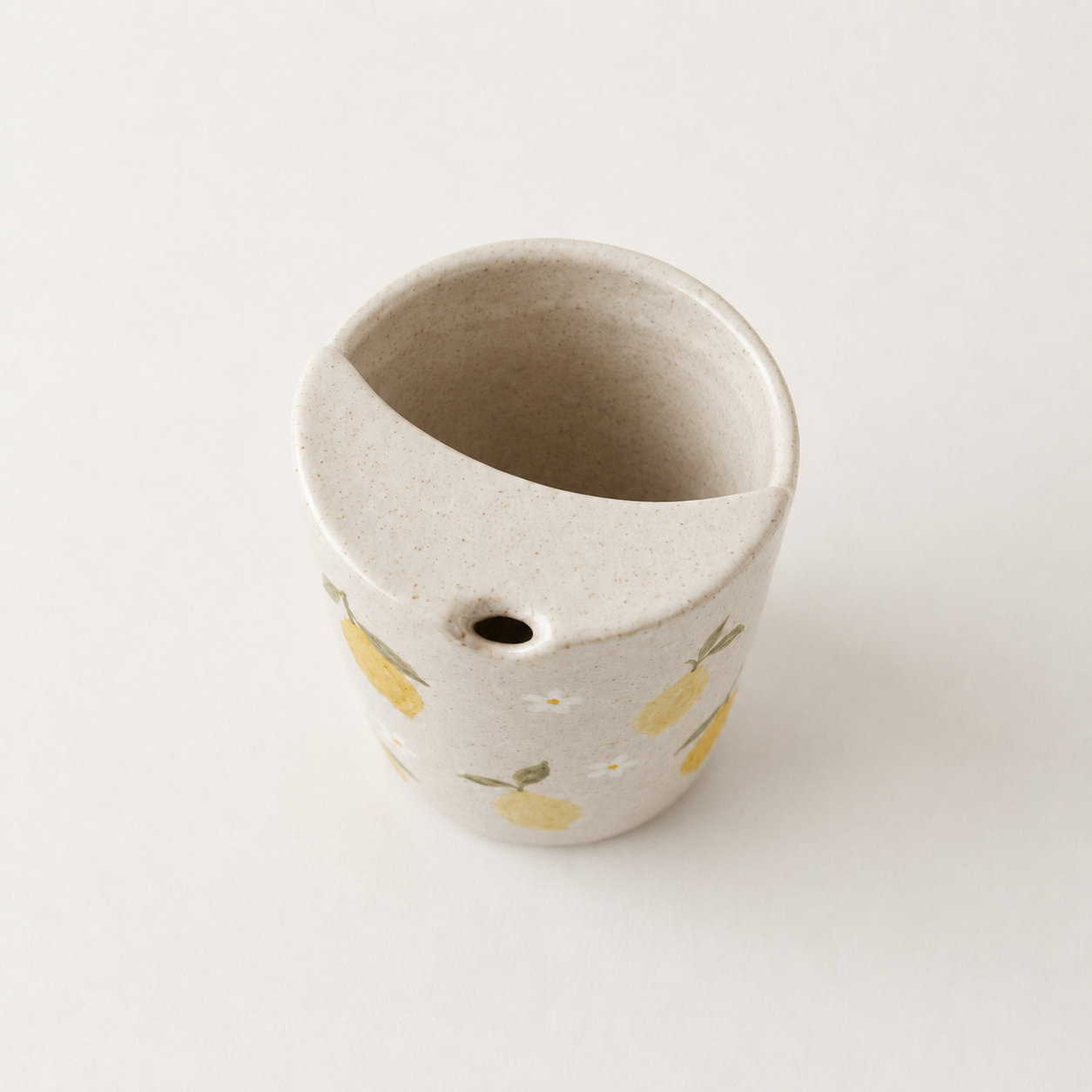 Hand-Painted Lemon Ceramic Travel Mug