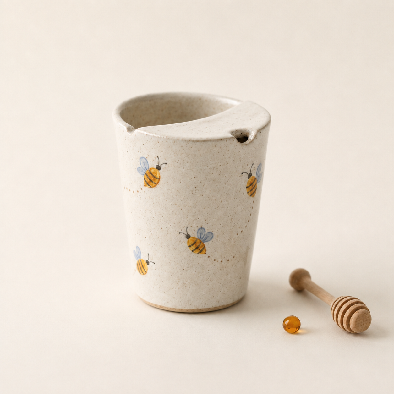 Hand-Painted Honeybee Ceramic Travel Mug
