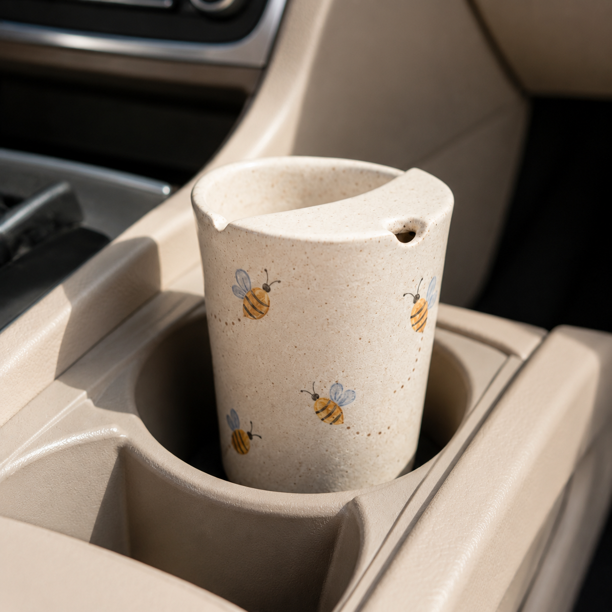 Hand-Painted Honeybee Ceramic Travel Mug
