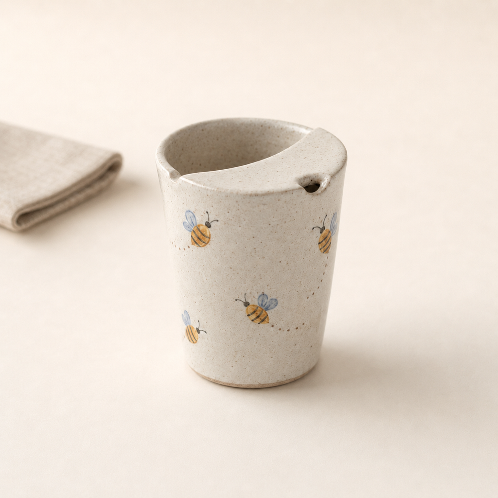 Hand-Painted Honeybee Ceramic Travel Mug