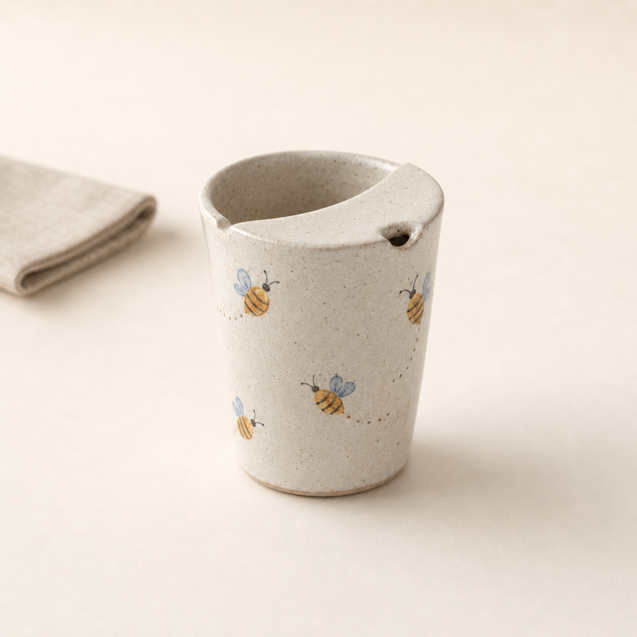 Hand-Painted Honeybee Ceramic Travel Mug