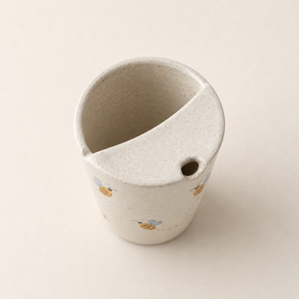 Hand-Painted Honeybee Ceramic Travel Mug