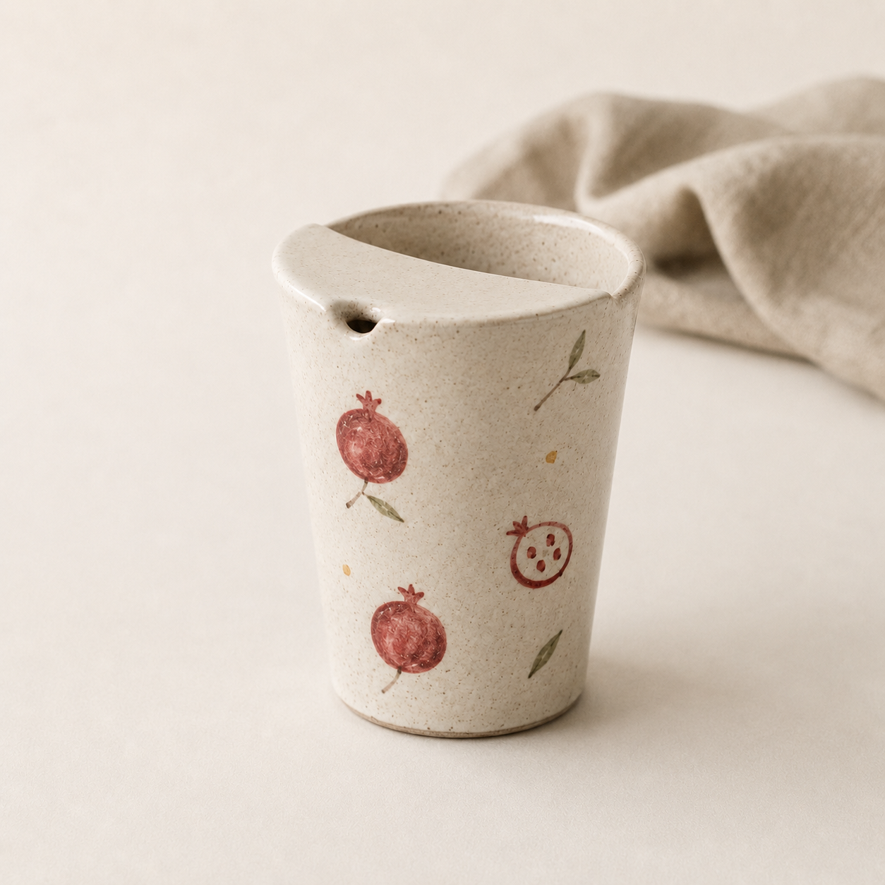 Hand-Painted Pomegranate Ceramic Mug with Sip Lid
