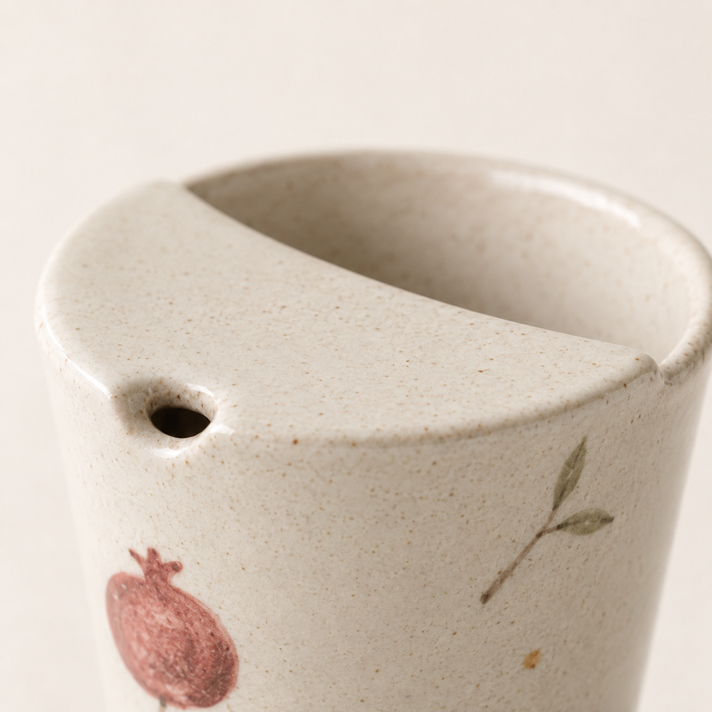 Hand-Painted Pomegranate Ceramic Mug with Sip Lid