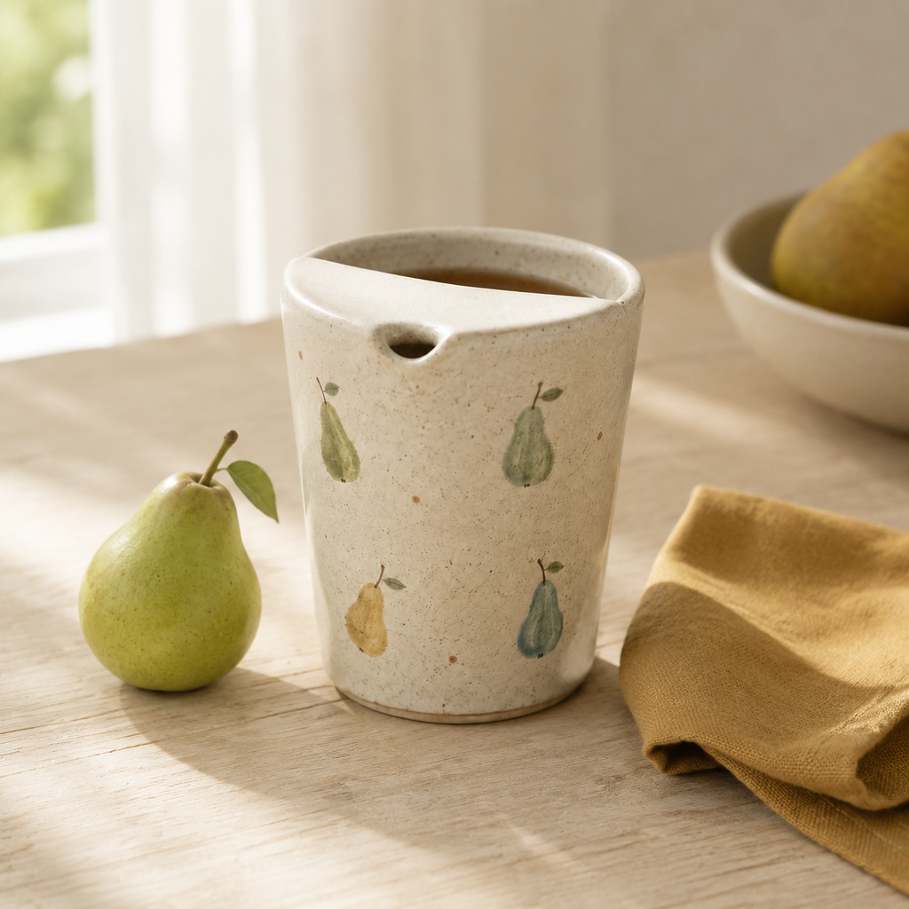 Hand-Painted Pear Ceramic Travel Mug