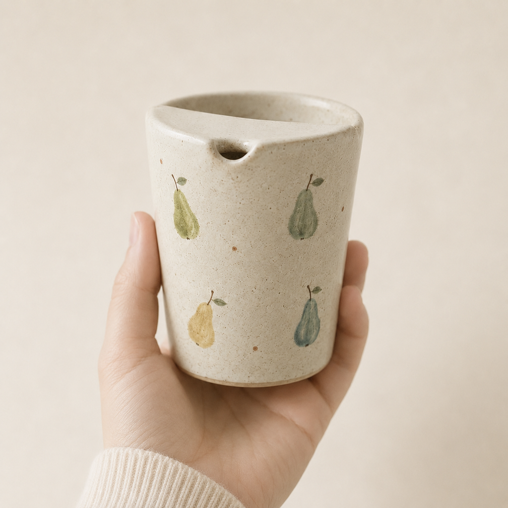 Hand-Painted Pear Ceramic Travel Mug