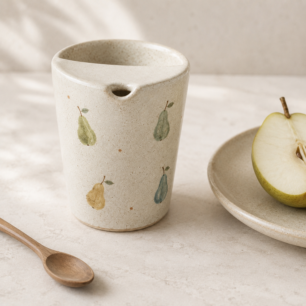 Hand-Painted Pear Ceramic Travel Mug