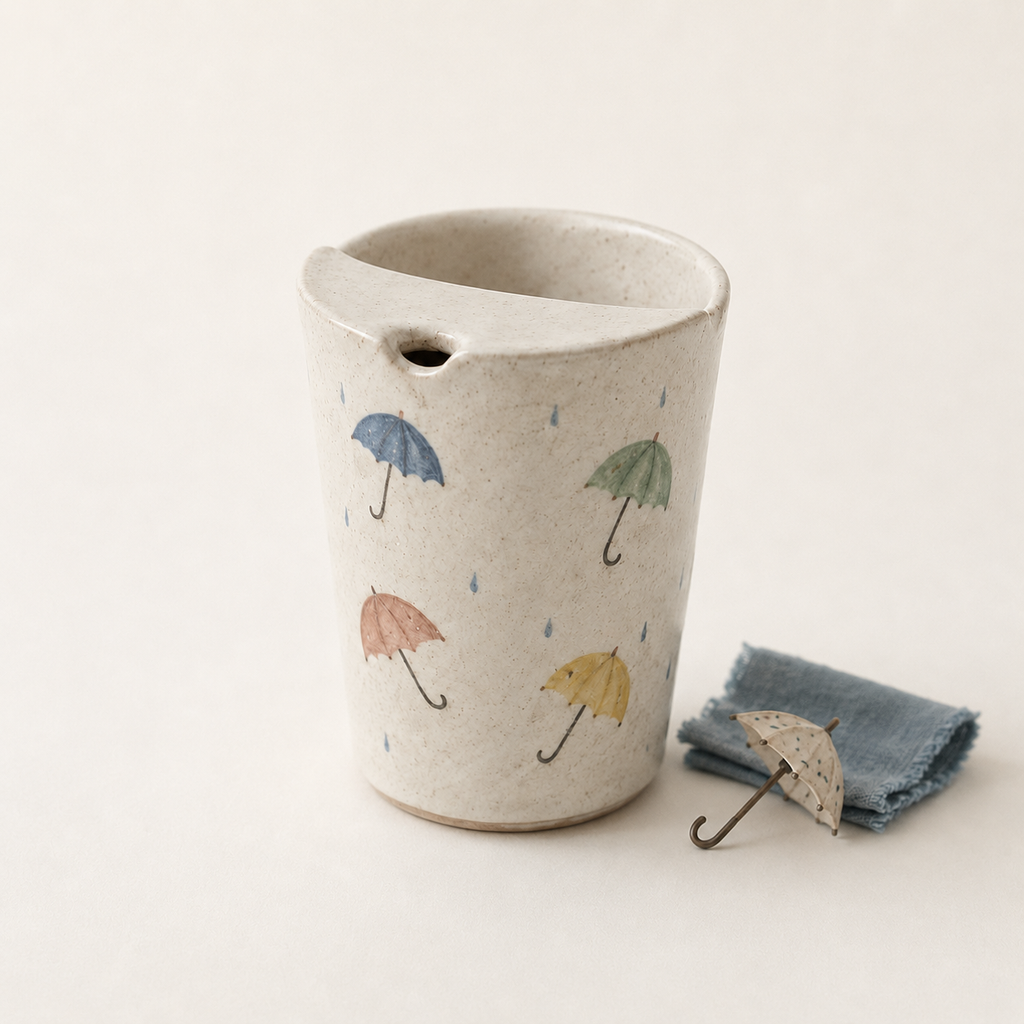 Hand-Painted Umbrella Ceramic Travel Mug
