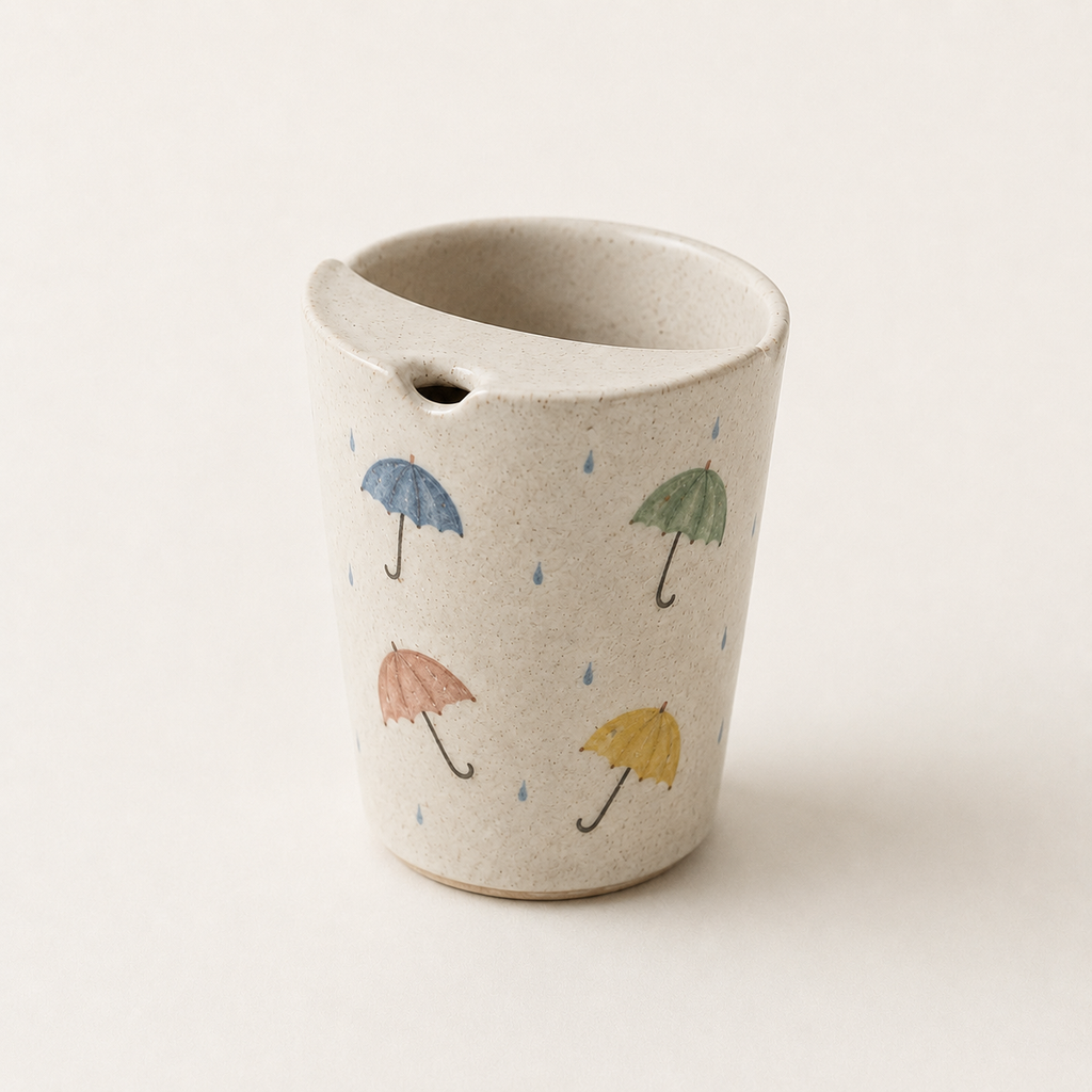 Hand-Painted Umbrella Ceramic Travel Mug