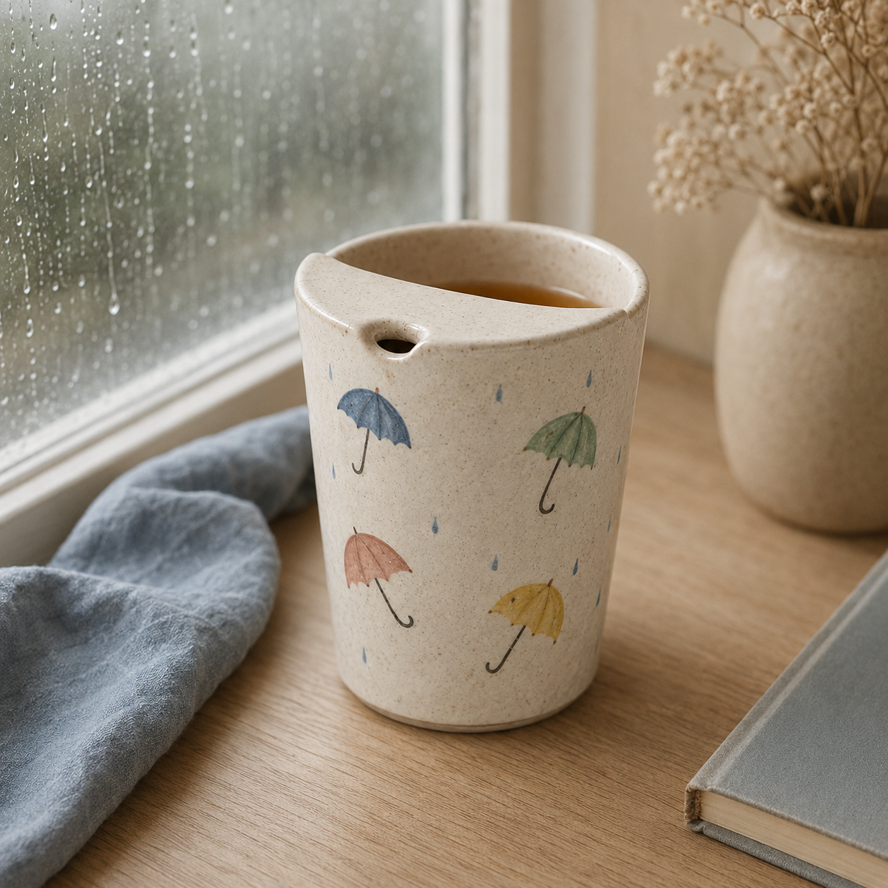 Hand-Painted Umbrella Ceramic Travel Mug