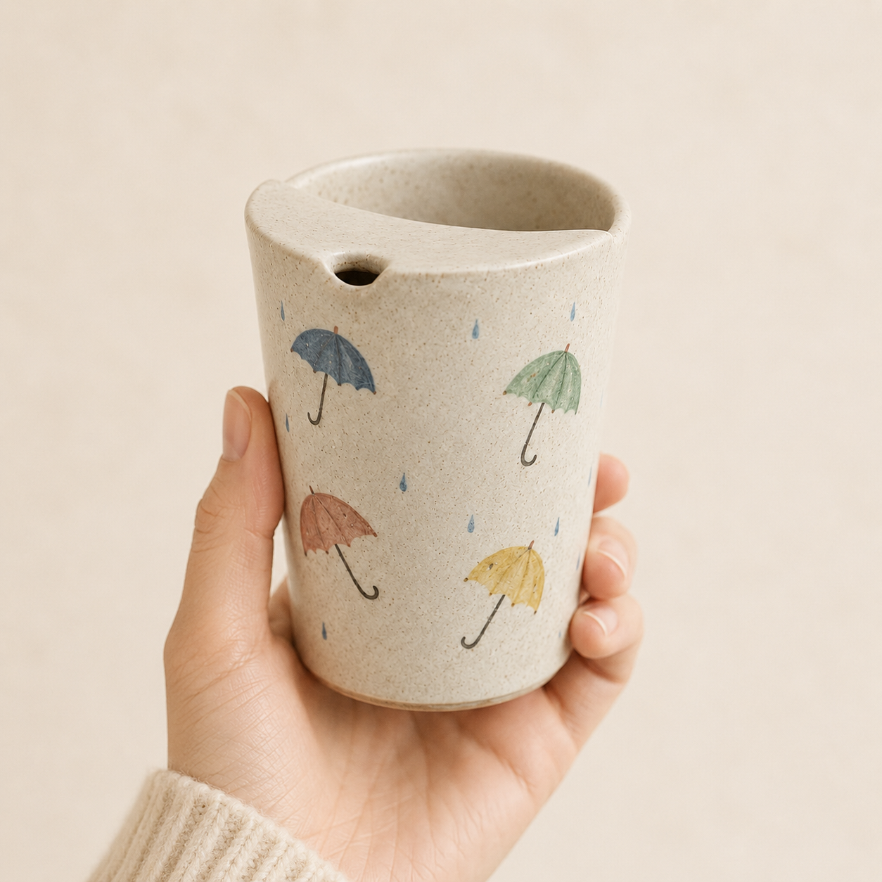 Hand-Painted Umbrella Ceramic Travel Mug