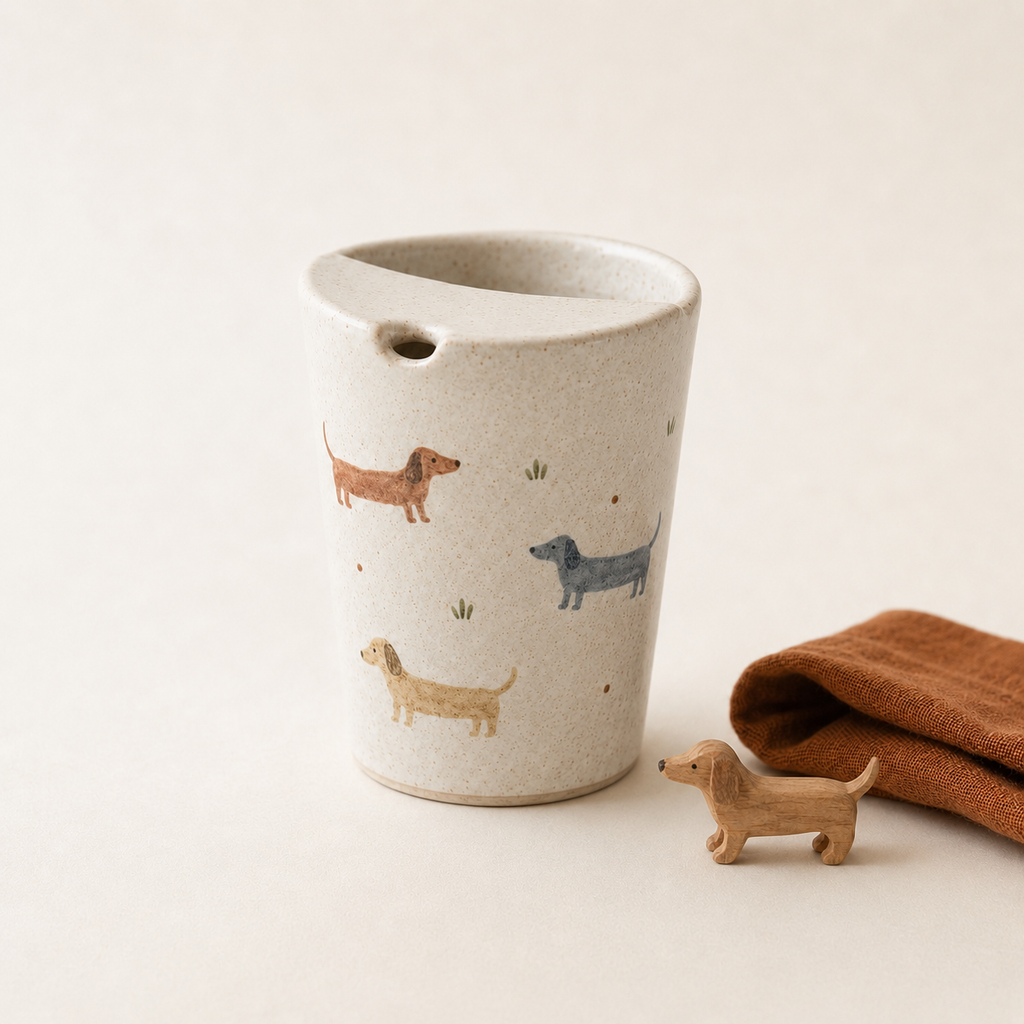 Hand-Painted Dachshund Ceramic Travel Mug