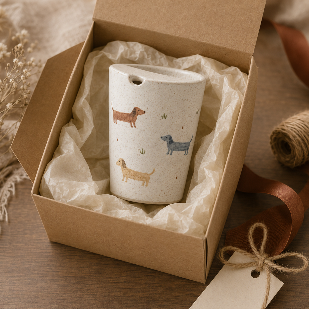 Hand-Painted Dachshund Ceramic Travel Mug