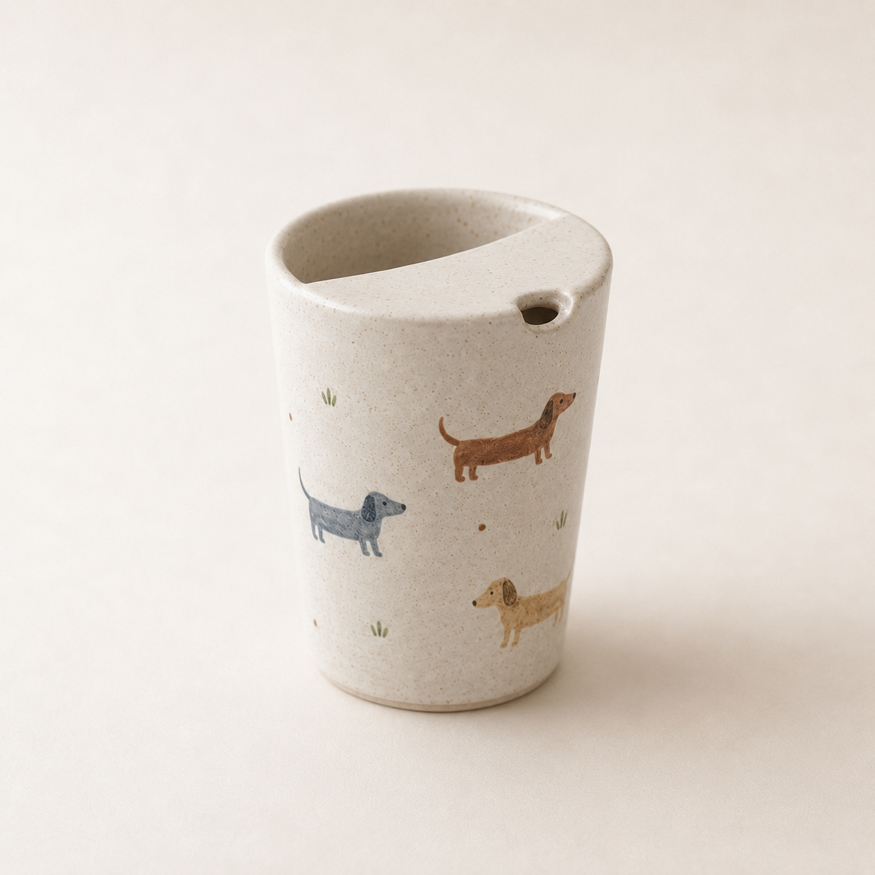 Hand-Painted Dachshund Ceramic Travel Mug