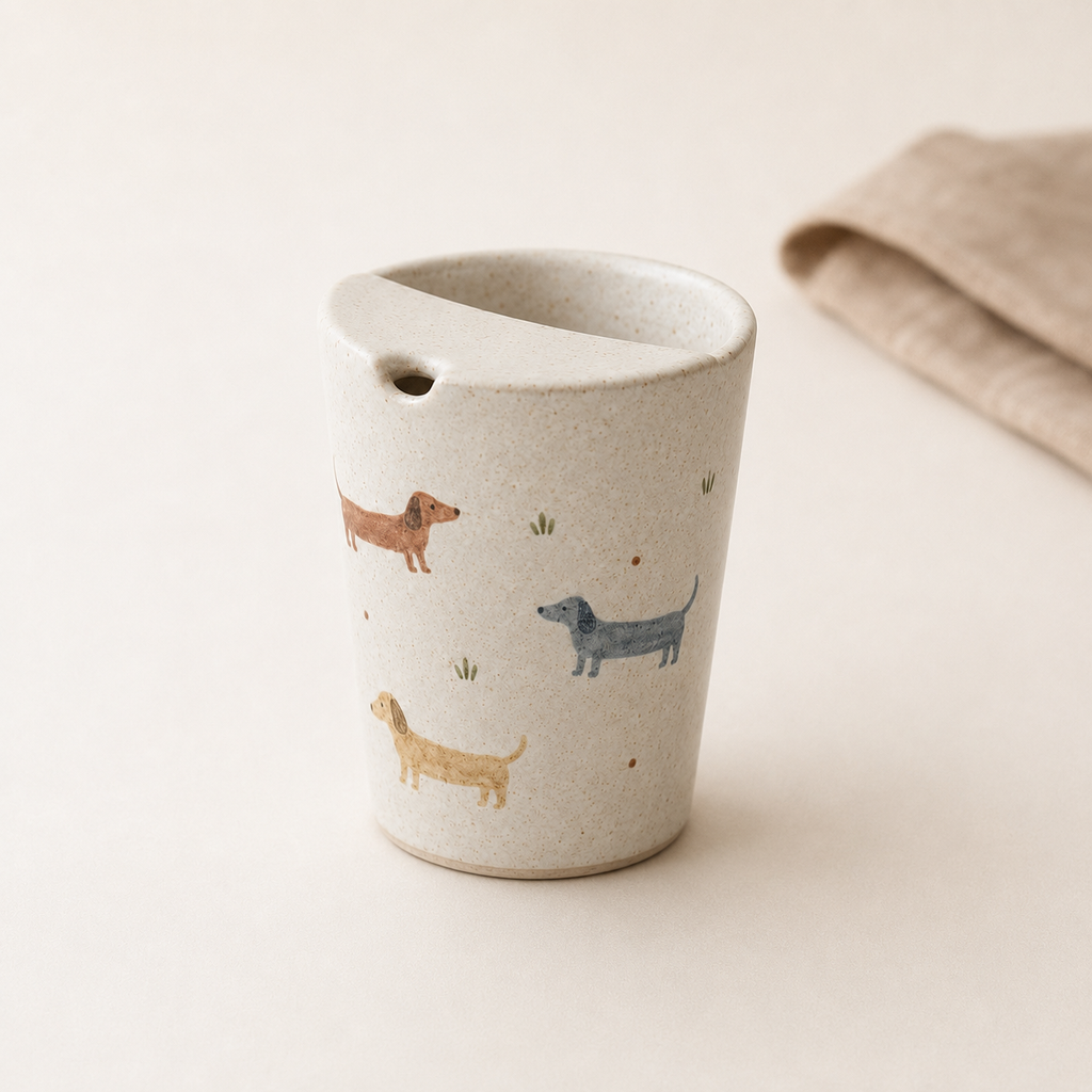 Hand-Painted Dachshund Ceramic Travel Mug