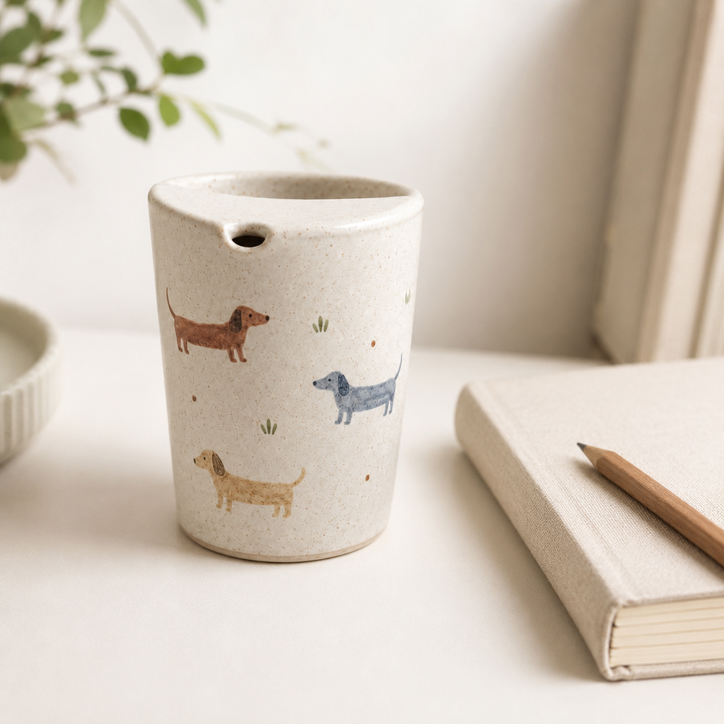 Hand-Painted Dachshund Ceramic Travel Mug