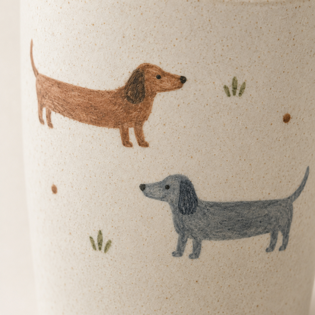 Hand-Painted Dachshund Ceramic Travel Mug