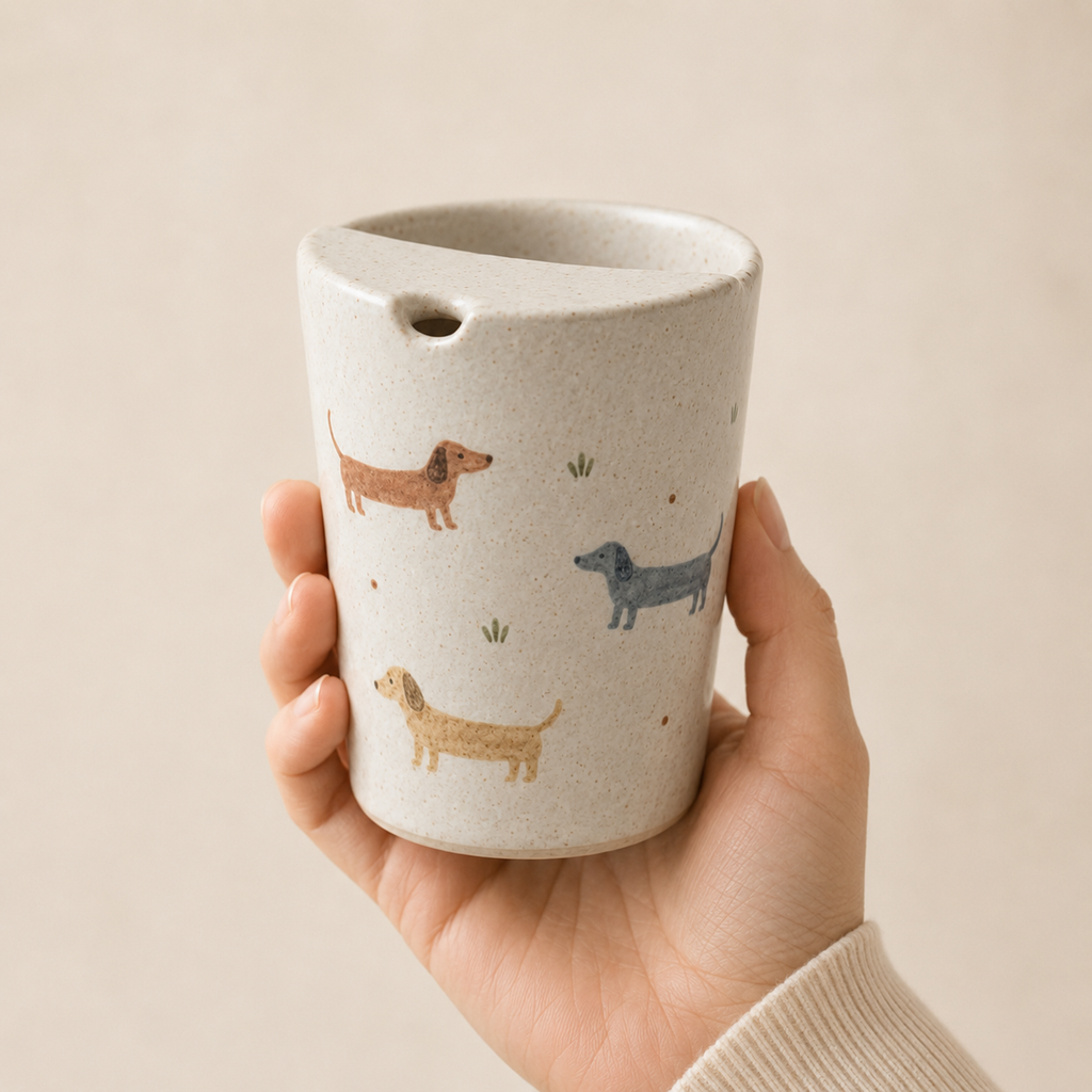 Hand-Painted Dachshund Ceramic Travel Mug