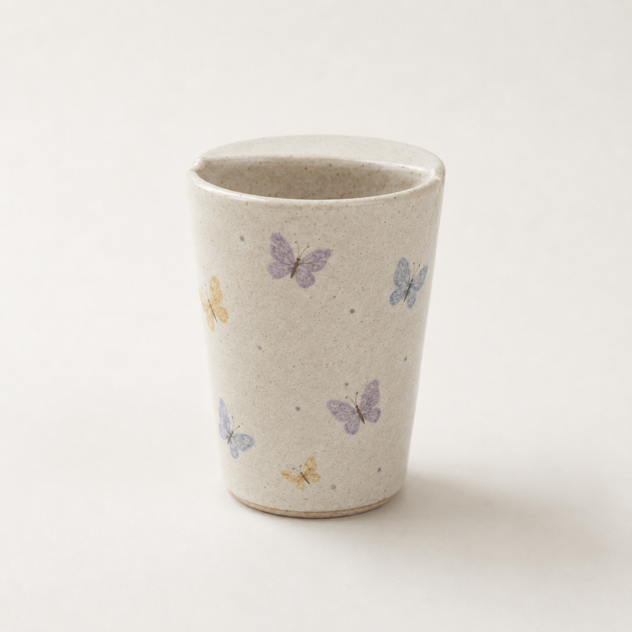 Hand-Painted Butterfly Ceramic Travel Mug