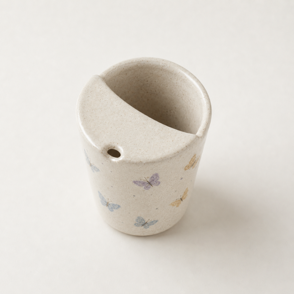 Hand-Painted Butterfly Ceramic Travel Mug