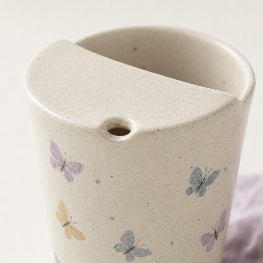 Hand-Painted Butterfly Ceramic Travel Mug