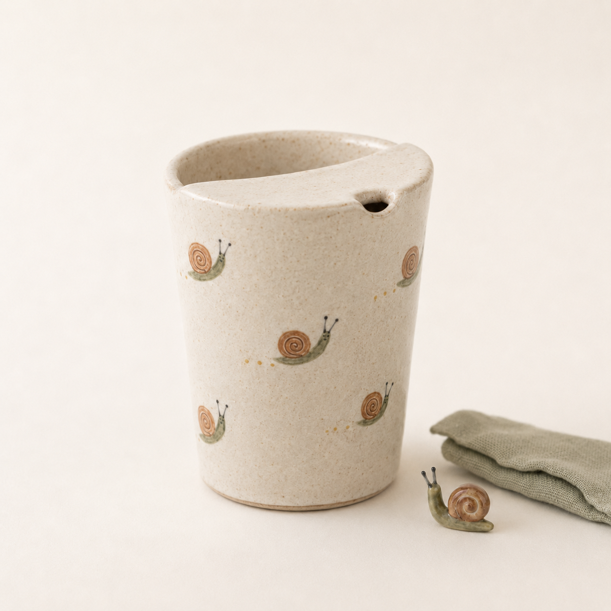 Hand-Painted Snail Ceramic Travel Mug