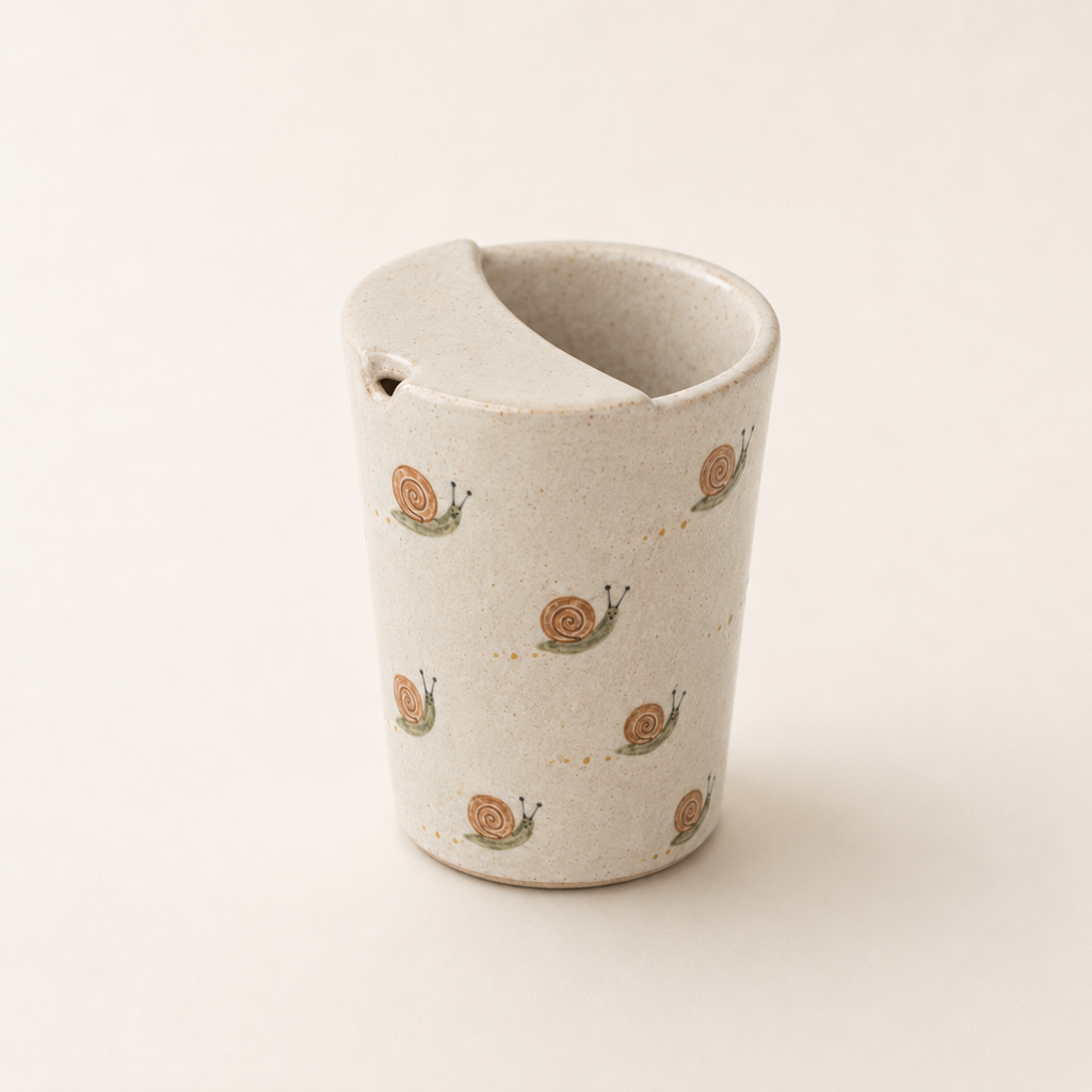 Hand-Painted Snail Ceramic Travel Mug