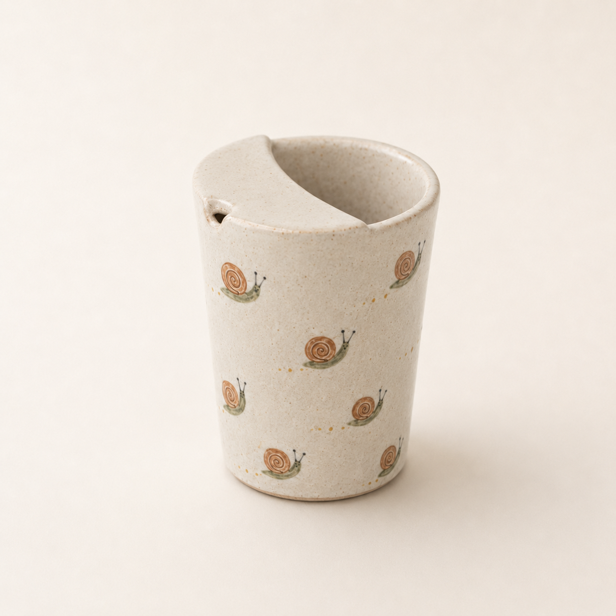 Hand-Painted Snail Ceramic Travel Mug