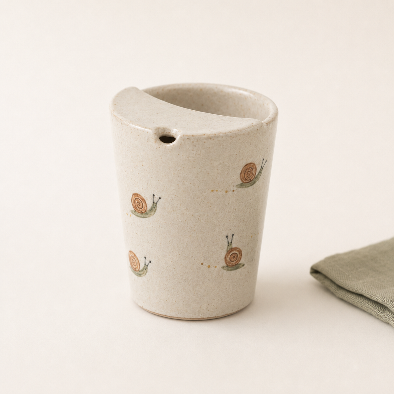 Hand-Painted Snail Ceramic Travel Mug