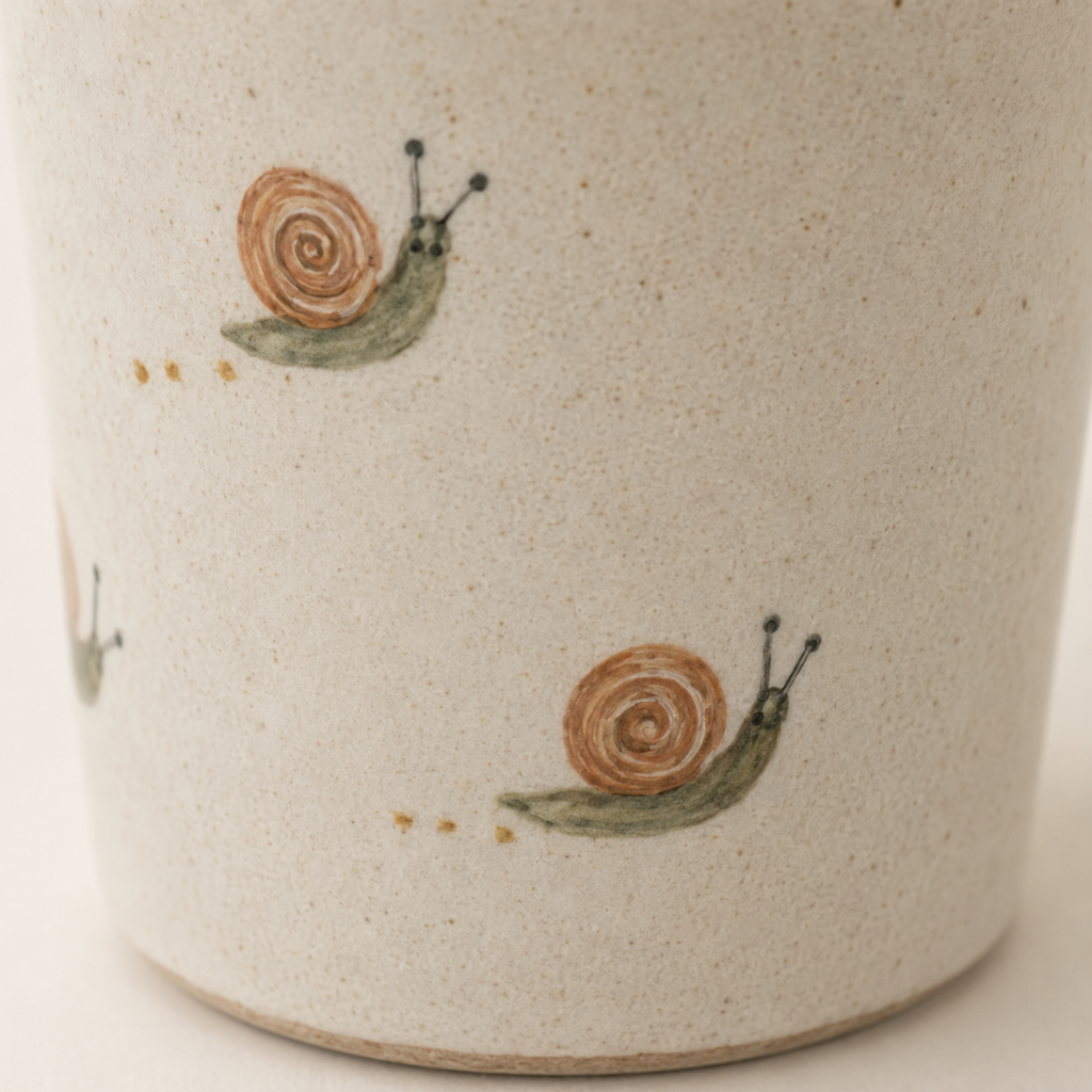 Hand-Painted Snail Ceramic Travel Mug