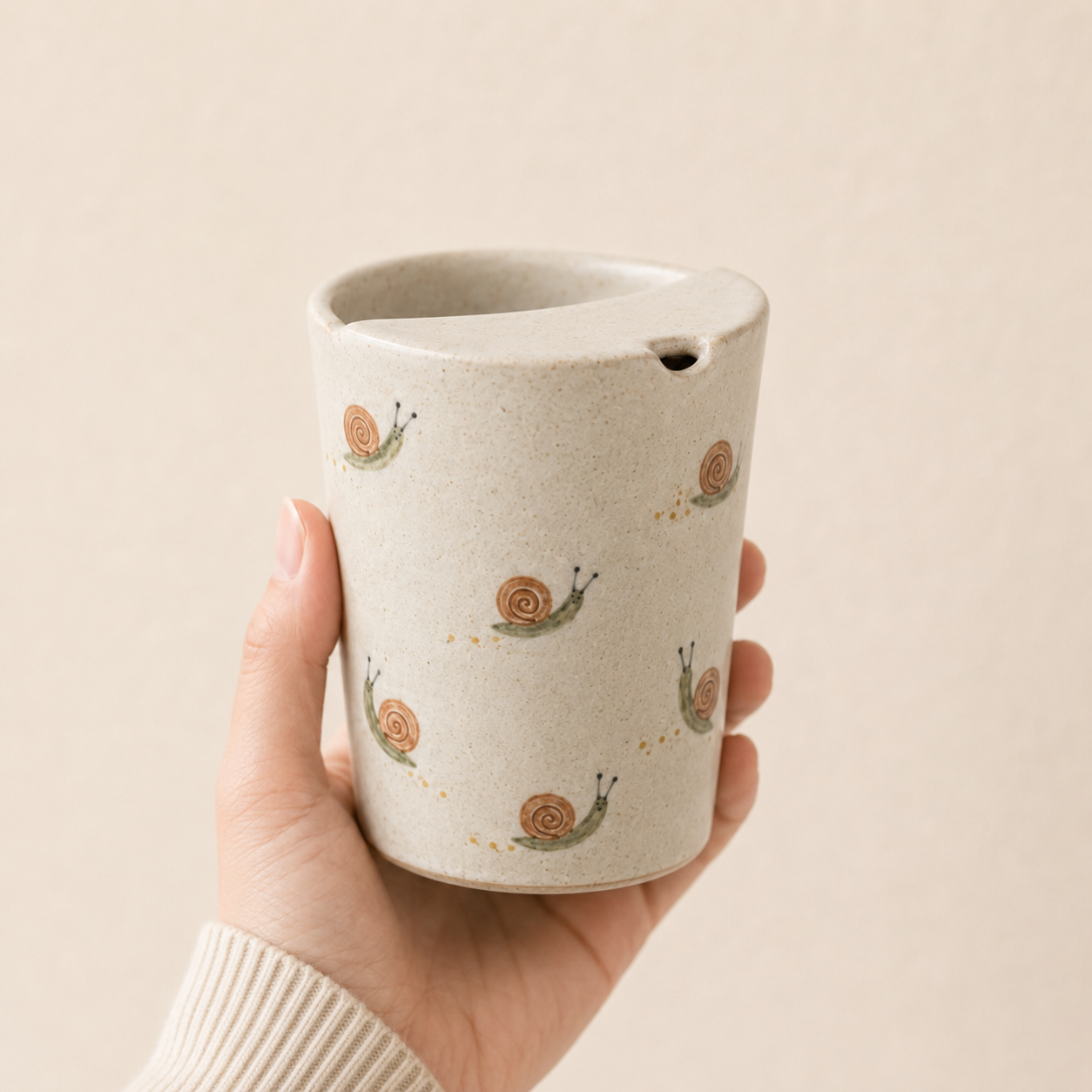 Hand-Painted Snail Ceramic Travel Mug