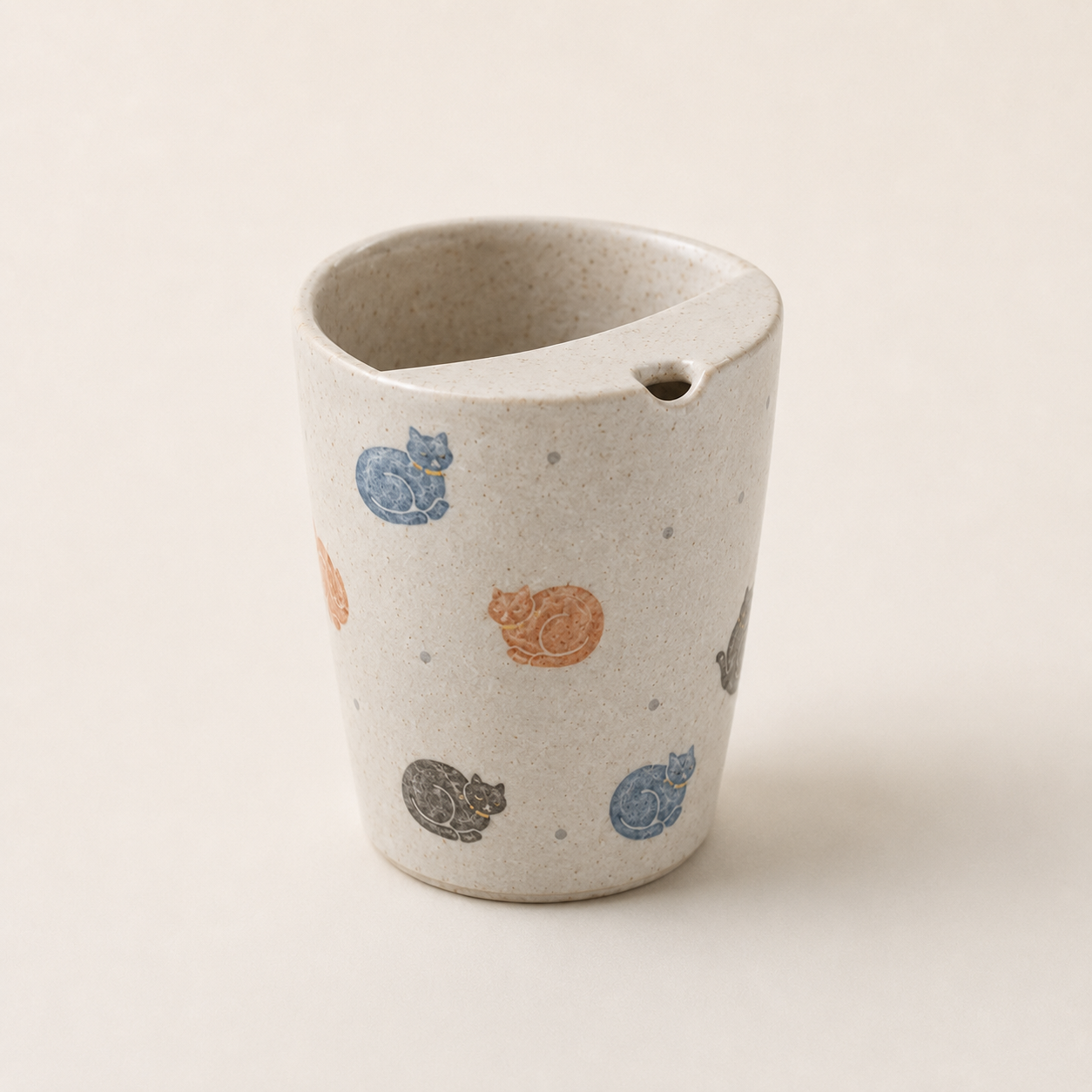 Hand-Painted Sleeping Cat Ceramic Travel Mug