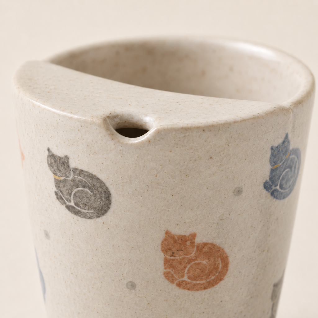 Hand-Painted Sleeping Cat Ceramic Travel Mug
